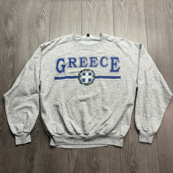 Vintage Other - Vintage 90s Greece Graphic Sweatshirt Medium Heather Gray Crewneck Soccer